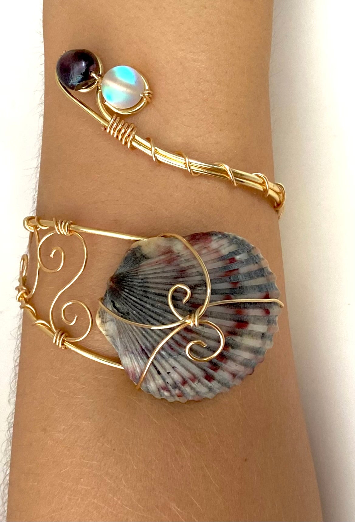 The Mermaid Tail Cuff — Shell, Pearl & Gemstone