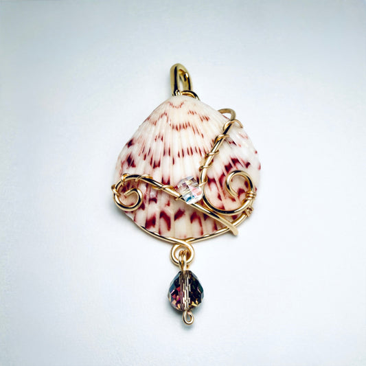 The Crimson Tide Charm — Speckled Shell & Crystal Drop